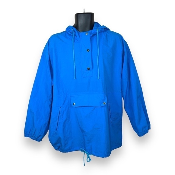 Vintage 90’s Sports Accent Blue Vibrant Hoodie Long Sleeve Medium Mens - Picture 1 of 10